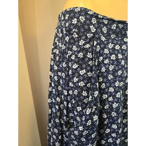 Vintage American Eagle Faux Wrap Maxi Skirt Large Floral Pockets - Picture 6 of 8
